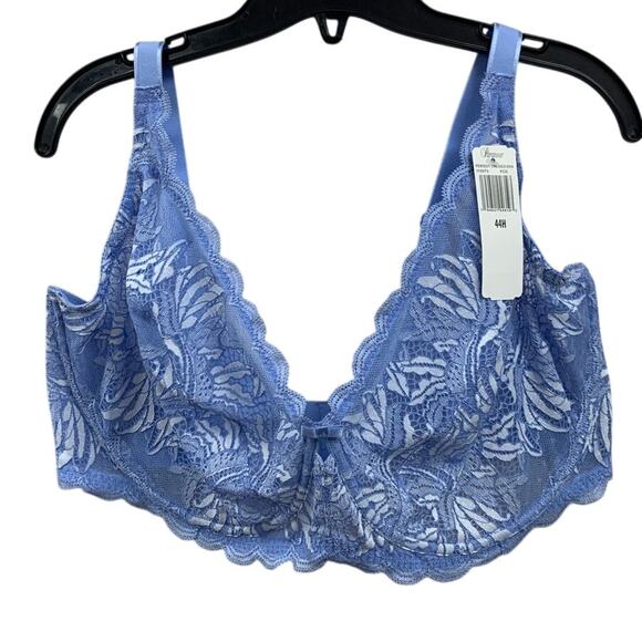 New Paramour Size 44H Peridot Unlined Scalloped Lace 3-Hook Underwire Bra - Picture 1 of 5